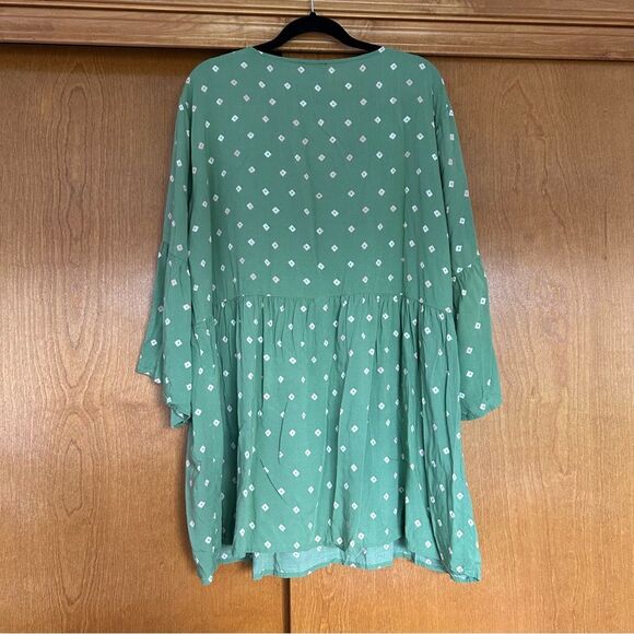 Summersalt The Easy Breezy Eco Voile Mini Dress Cover-Up Green Polka Dots 1XL - Picture 7 of 8
